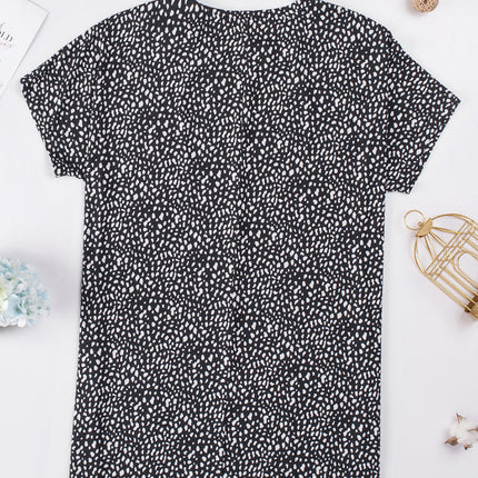 Animal Print Round Neck Tunic Tee with Pockets - Image 11