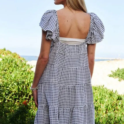 Davi & Dani Jacquard V-Neck Flutter Cap Sleeve Tiered Dress - Image 4