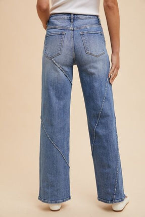Annie Wear Decorative Seams Wide Leg Jeans - Image 4