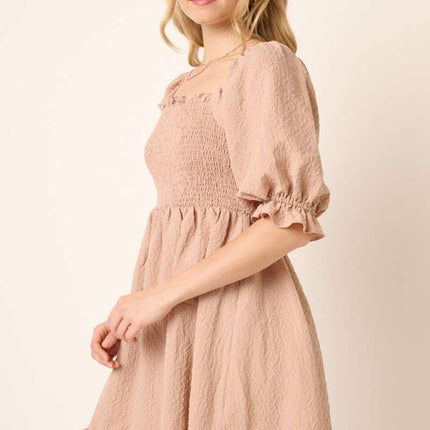 Mittoshop Smocked Ruffled Hem Half Sleeve Mini Dress - Image 3