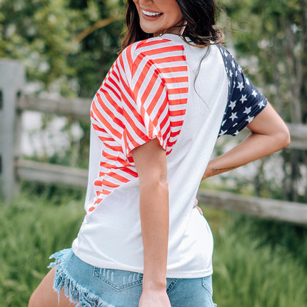 US Flag V-Neck Tee Shirt - Image 2
