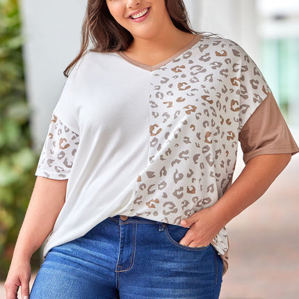 Plus Size Leopard V-Neck T-Shirt - Image 9