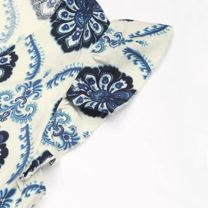 Printed V-Neck Cap Sleeve Dress - Image 7