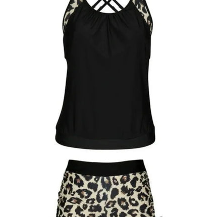 Crisscross Leopard Scoop Neck Two-Piece Swim Set - Image 4