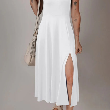 Side Slit Scoop Neck Wide Strap Dress - Image 19