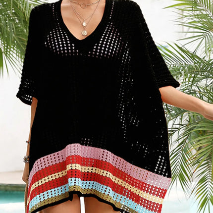 Slit Openwork V-Neck Half Sleeve Cover-Up - Image 14