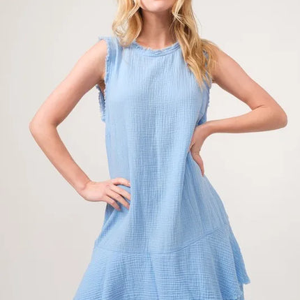 Washed Fringe Detail Tiered Dress - Image 2