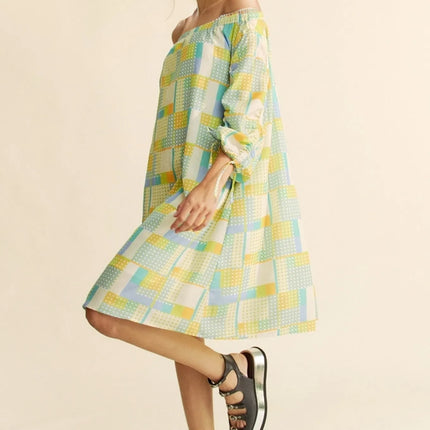 Davi & Dani Printed Off Shoulder Drawstring Sleeve Mini Dress - Image 6