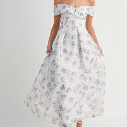 MABLE Floral Printed Off Shoulder Maxi Dress - Image 6