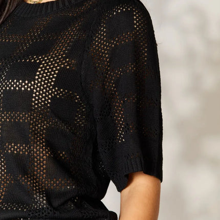 Mandy Ribbed Trim Round Neck Knit Top - Image 6