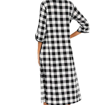 Round Neck Three-Quarter Sleeve Midi Night Dress - Image 21