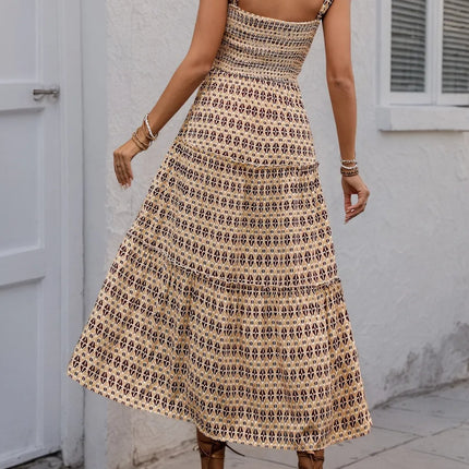 Printed Tiered Wide Strap Midi Dress - Image 6