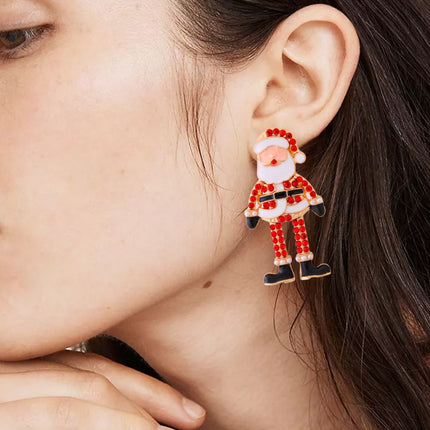 Alloy Rhinestone Santa Earrings - Image 4