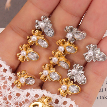 Titanium Steel Bow Stud Earrings - Image 2