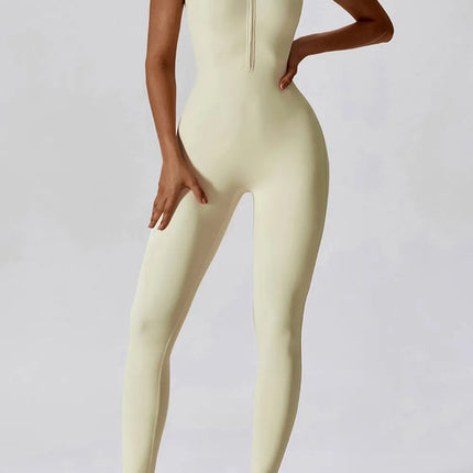 Basic Bae Half Zip Short Sleeve Active Jumpsuit - Image 2