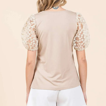 Mittoshop Round Neck Puff Short Sleeve Top - Image 2