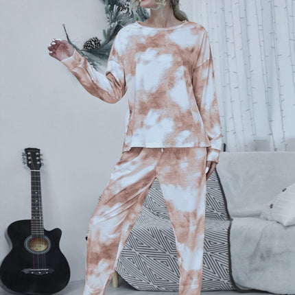 Shiny Tie-dye Round Neck Top and Drawstring Pants Lounge Set - Image 11