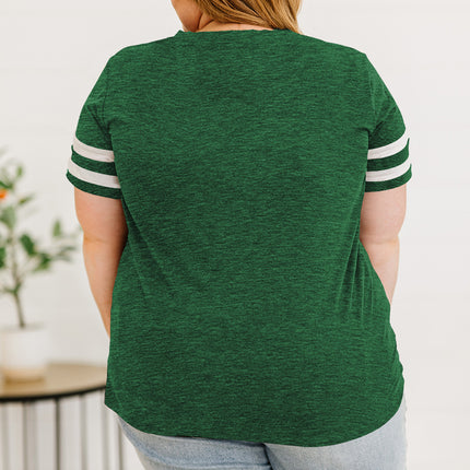 Plus Size Striped V-Neck Tee Shirt - Image 34