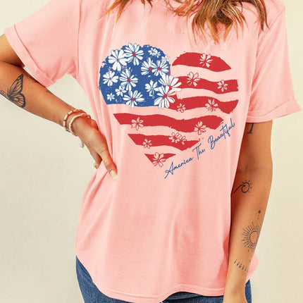 Heart Round Neck Short Sleeve T-Shirt - Image 2