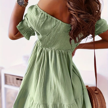 Full Size Ruffled Off-Shoulder Short Sleeve Dress - Image 8