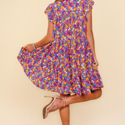 Haptics Frilled Mock Neck Ditsy Floral Dress - Image 2