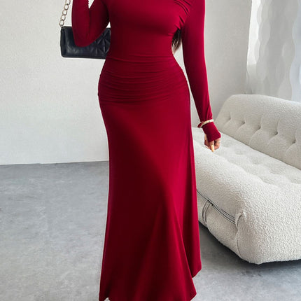 Devine Ruched Long Sleeve Maxi Dress - Image 4