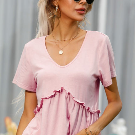 Shiny Frill Trim Short Sleeve Tee - Image 5