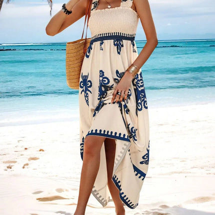 Smocked Printed Wide Strap Maxi Dress - Image 17