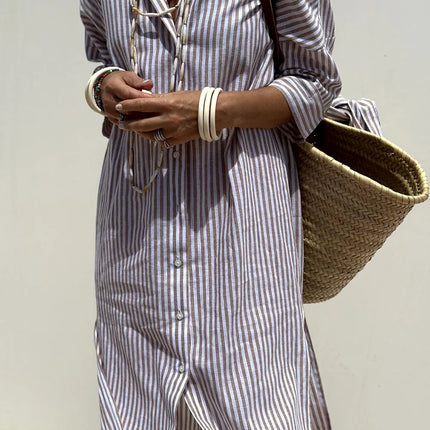 Tied Button Up Three-Quarter Sleeve Dress - Image 7