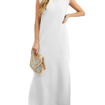 Full Size Slit Round Neck Sleeveless Maxi Tank Dress Plus Size - Image 27