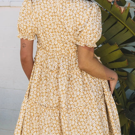 Floral Short Sleeve Surplice Frilly Tiered Mini Dress - Image 3