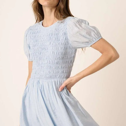 Mittoshop Smocking Detail Puff Sleeve Mini Dress - Image 2
