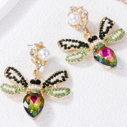 Natural Stone Bee Dangle Earrings - Image 5