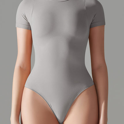 Round Neck Short Sleeve Active Bodysuit - Image 16