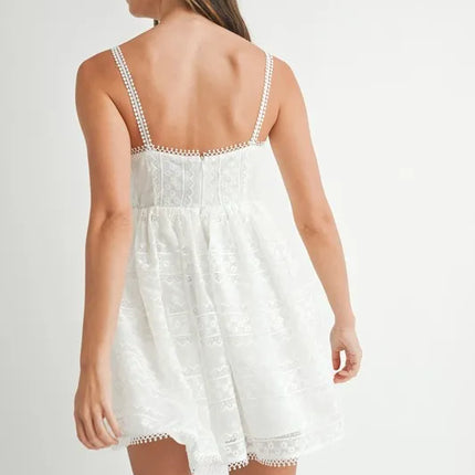 MABLE Eyelet Lace Babydoll Mini Cami Dress - Image 4