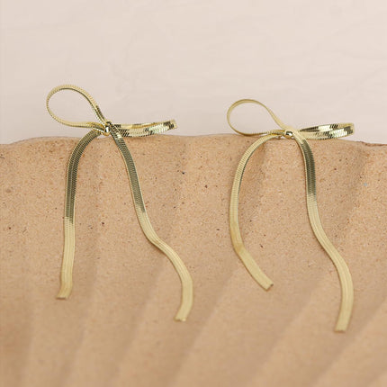 Stainless Steel Bow Bar Earrings - Image 1