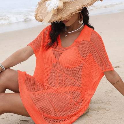 Hollow Out Collared Neck Cover-Up - Image 13