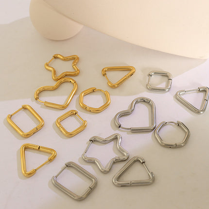 Titanium Steel Geometric Huggie Earrings - Image 1