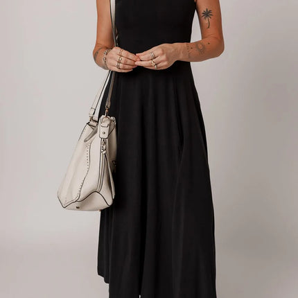 Side Slit Scoop Neck Wide Strap Dress - Image 7