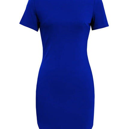 Round Neck Short Sleeve Mini Tee Dress - Image 11