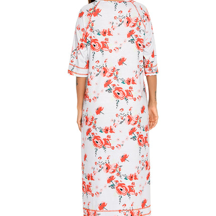 Printed Slit Night Dress with Pockets - Image 2