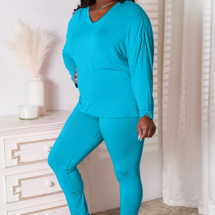 Basic Bae Full Size V-Neck Soft Rayon Long Sleeve Top and Pants Lounge Set - Image 13
