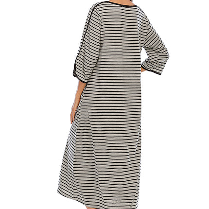 Round Neck Three-Quarter Sleeve Midi Night Dress - Image 15