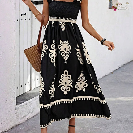 Smocked Printed Wide Strap Maxi Dress - Image 2