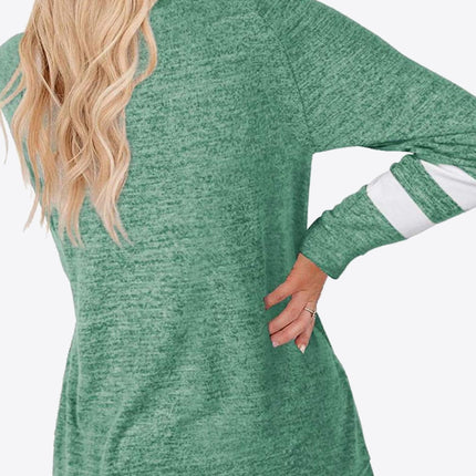 Striped Contrast Raglan Sleeve Top - Image 15