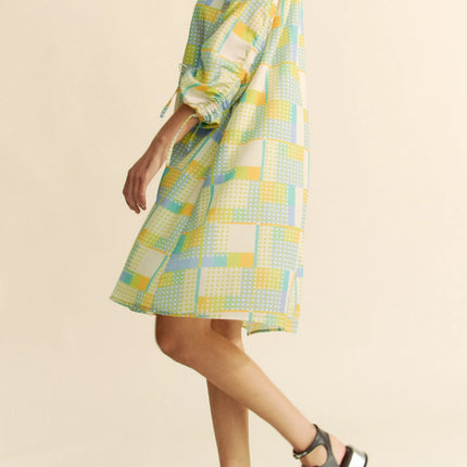 Davi & Dani Printed Off Shoulder Drawstring Sleeve Mini Dress - Image 7