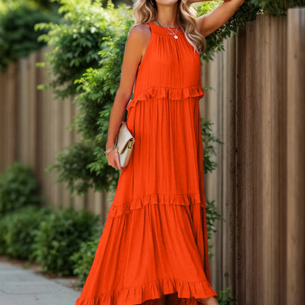 Ruffled Sleeveless Tiered Maxi Dress with Pockets - Image 29