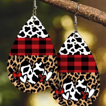 Printed PU Leather Dangle Earrings - Image 4