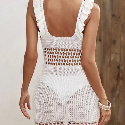 Ruffled Openwork Sleeveless Cover-Up Dress - Image 2