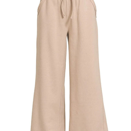 Zenana Fleece Exposed Seam Wide Leg Sweatpants - Image 1